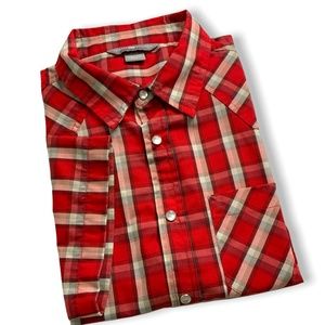 OUTDOOR RESEARCH Western Short Sleeve Plaid Casual Shirt Pearl Snaps Sz M